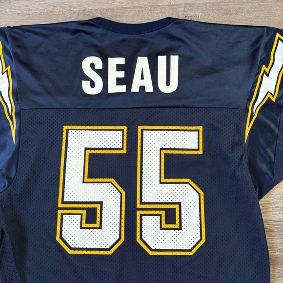 Vintage Champion San Diego Chargers Junior Seau jersey navy yellow men size 44 - Picture 3 of 7